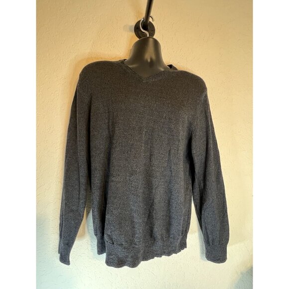 Calvin Klein Mens Merino Wool V Neck Sweater Gray Heather L - Picture 1 of 13
